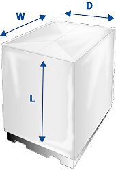 Gusseted bag pallet cover measuring guide