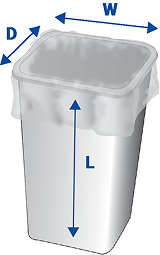 Layflat bag measuring guide for square container