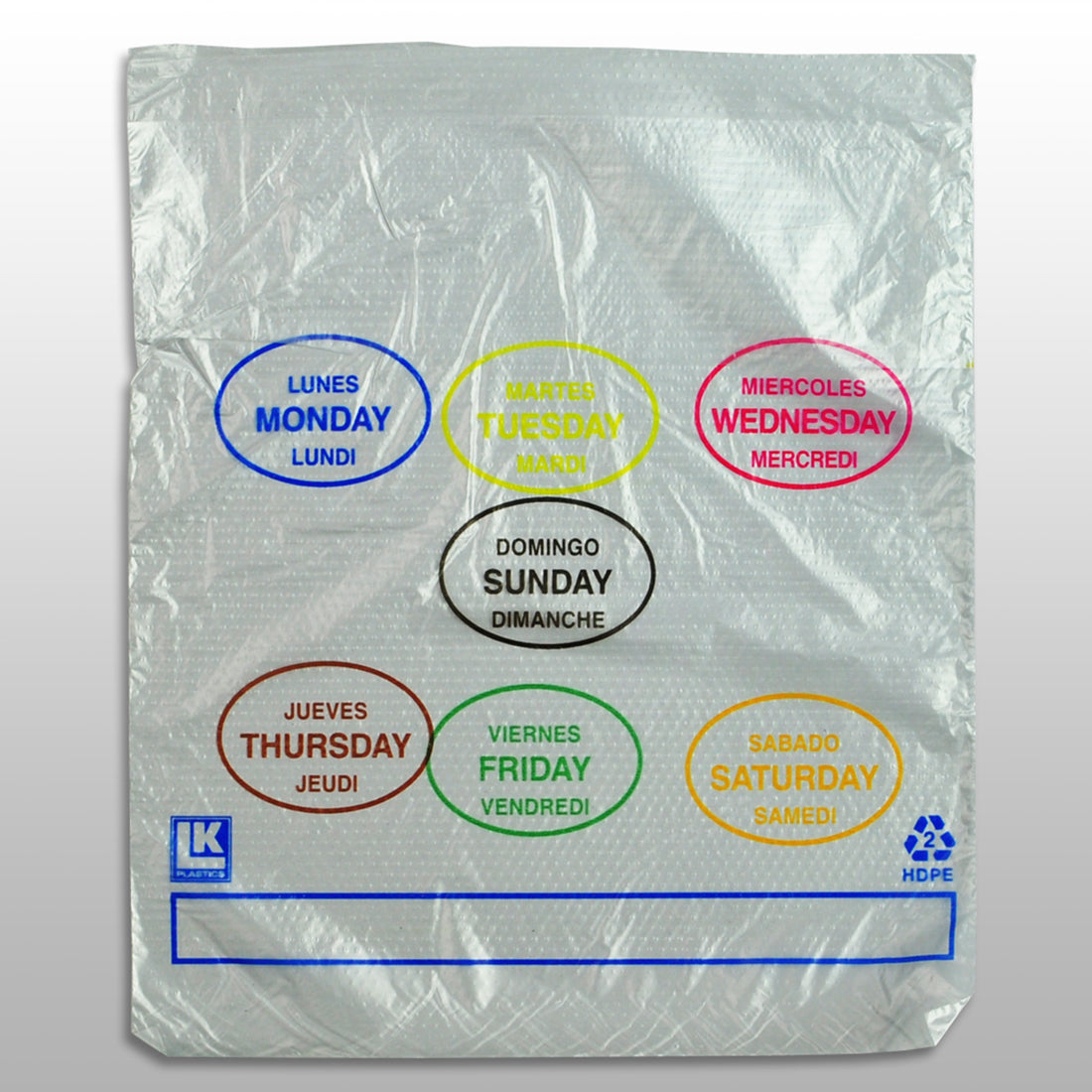 6.5" x 7" + 1.75"LP + 1.75"FB 0.5 mil Portion Control Saddle Pack Printed All Days (7 colors)