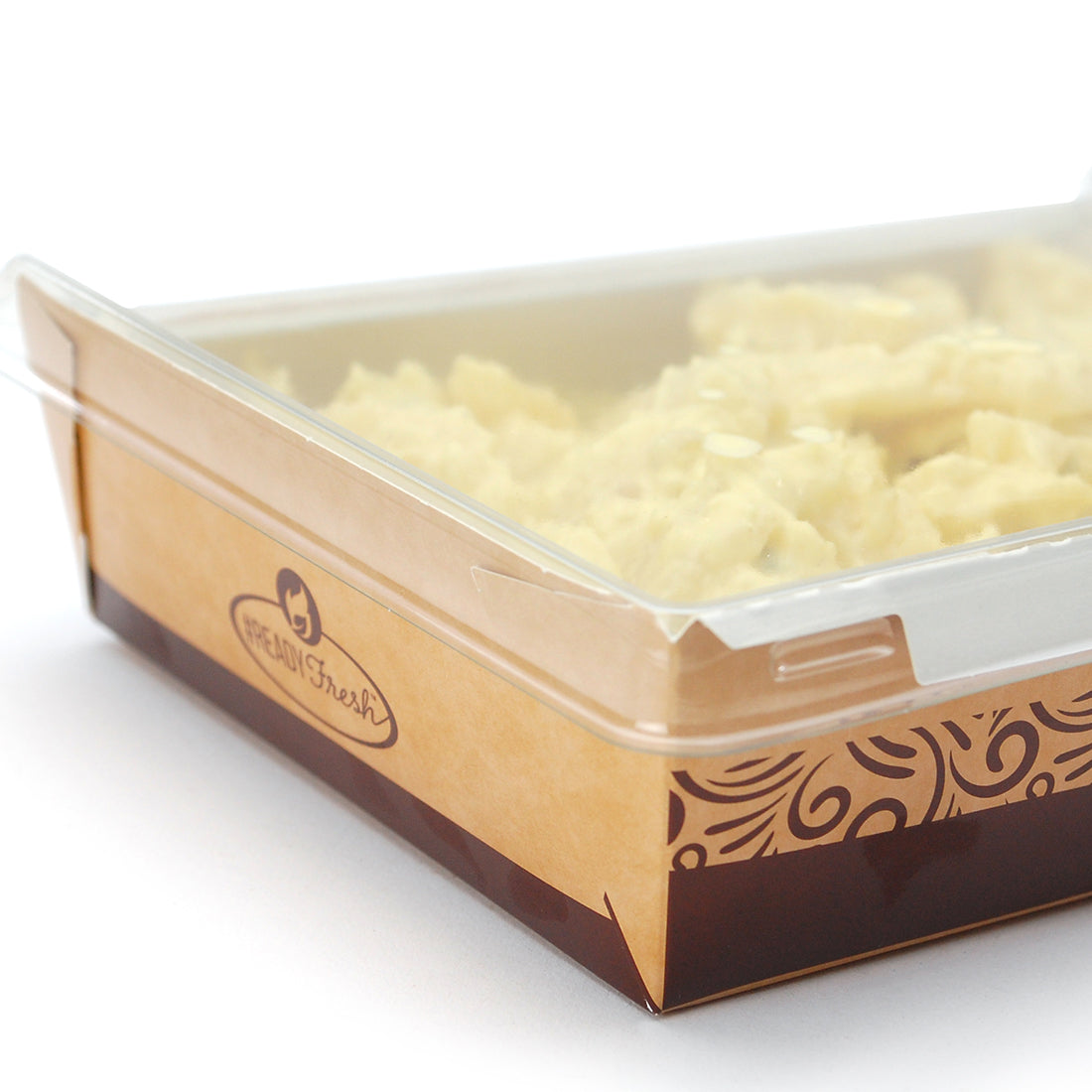 5" x 6.3" X 2.5" #ReadyFresh® Kraft Container w/ Clear Hinged Lid (Medium)