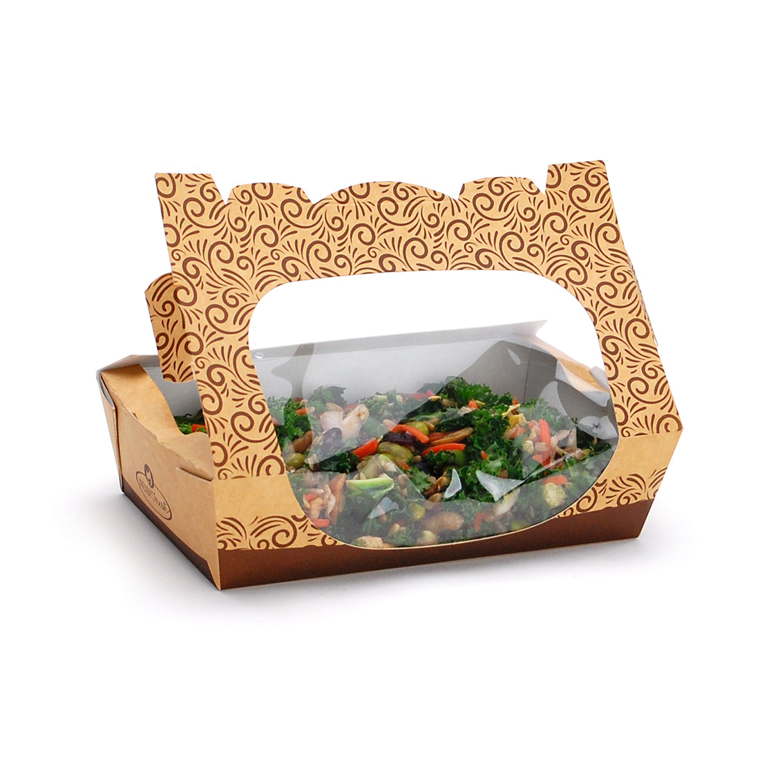 7" x 7.9" X 2" #ReadyFresh® Kraft Tuck-Top Container w/ Side Window